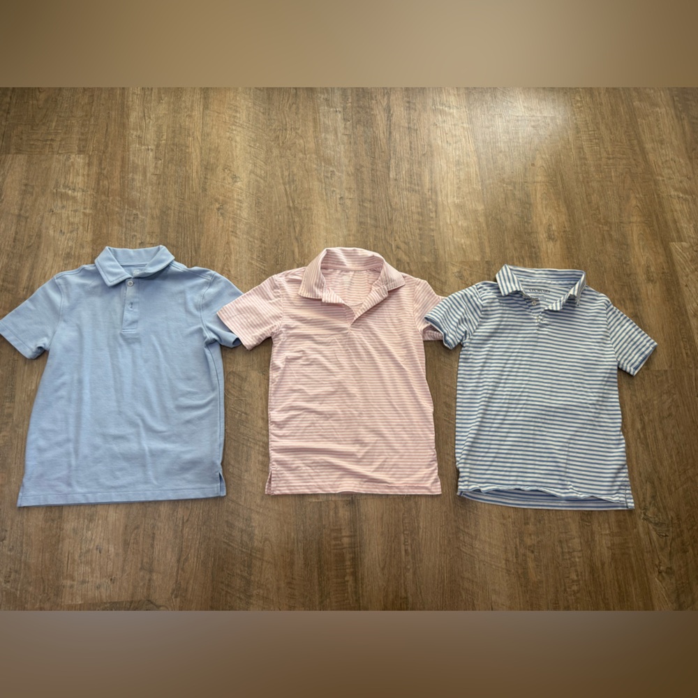Kids Polo Shirt - Light Blue, Pink & Blue Stripe Trio
